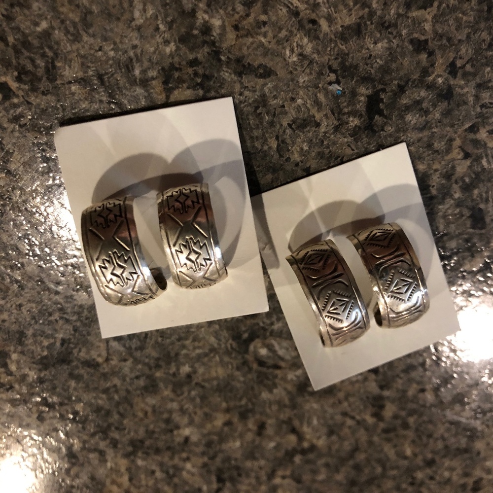 Navajo Native American Sterling Silver Earrings